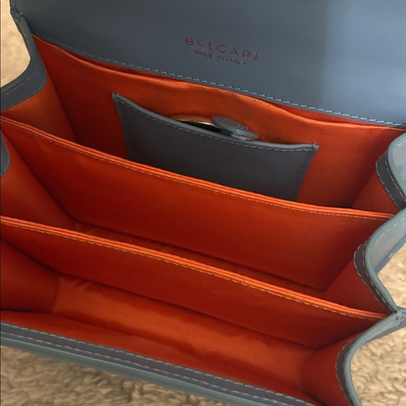 Bvlgari Bulgari Serpenti Forever Top Handle Blue Silver Hardware Snake Head - Picture 14 of 14